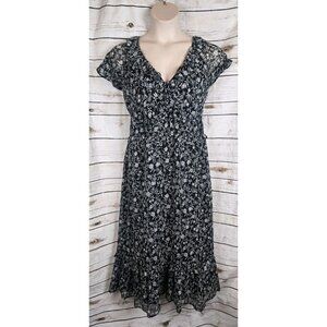 Old Navy Black Floral Ruffle Chiffon Maxi Dress XXL NEW Cottagecore Prairie